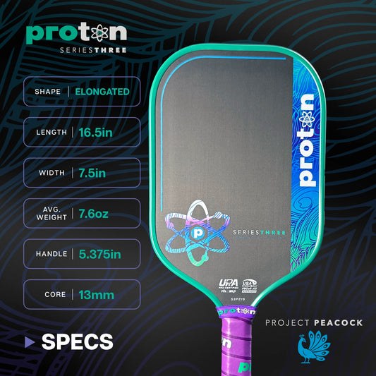 Project Peacock Elongated 13MM Pickleball Paddle