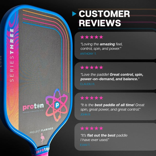 Proton Series Three Project Flamingo 15mm Widebody Pickleball Paddle – Blue