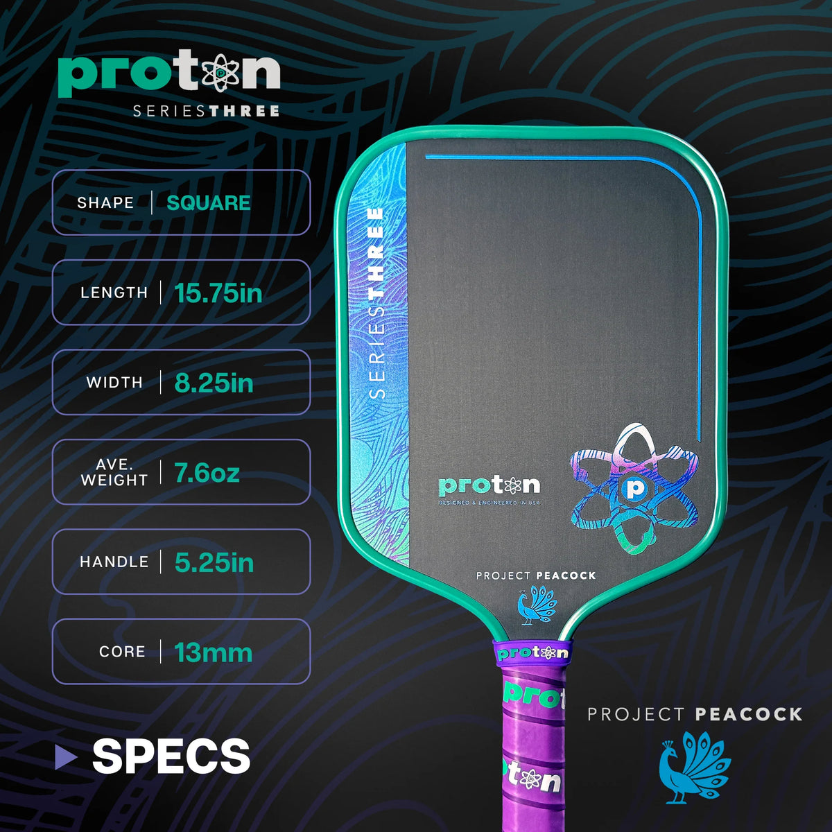 Project Peacock Wide Body 13MM Pickleball Paddle