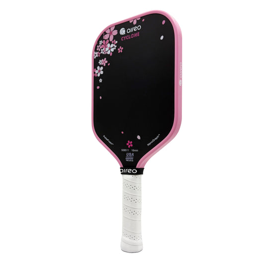 AIREO - Cyclone Cherry Blossom USAP PBCoR .43 certified 16mm Pickleball Paddle | PulseFoam™ Power with NanoGraph™ Carbon Surface