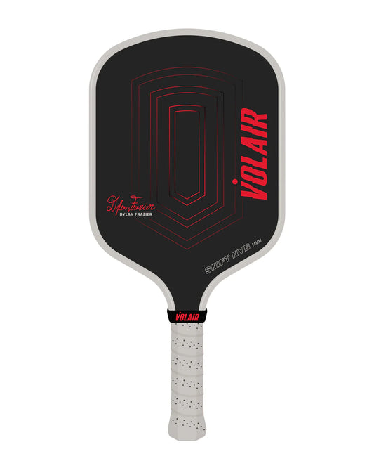 NOW AVAILABLE FOR PRE-ORDER – Volair SHIFT HYB Pickleball Paddle 14mm Dylan Frazier Signature Edition – Grey & Red