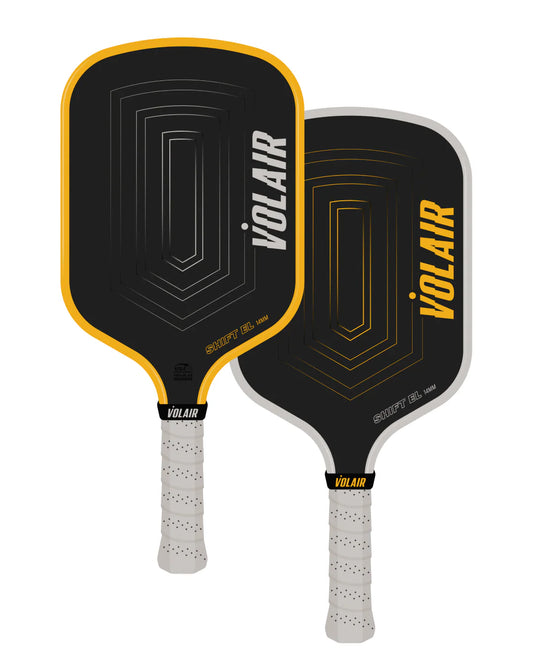 NOW AVAILABLE FOR PRE-ORDER – Volair SHIFT EL Pickleball Paddle 14mm Amber & Grey Colorway Shipping Expected by Late January 2026