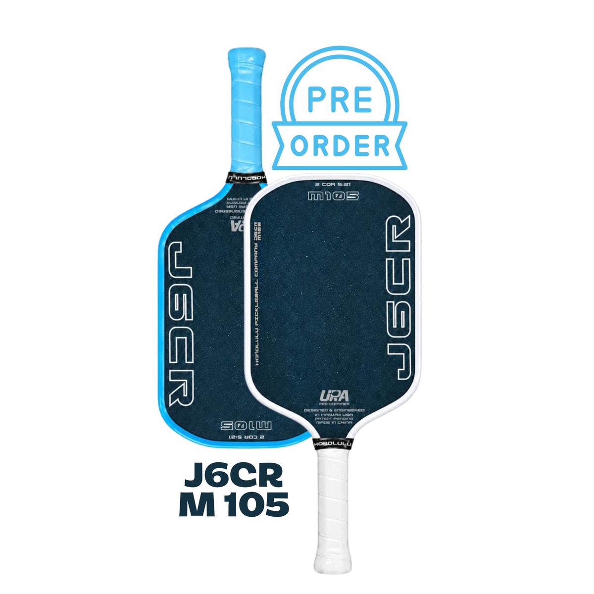 Honolulu J6CR M 105 Crystal Blue™ Endurance Surface™ 16mm Pickleball Paddle - PRE ORDER
