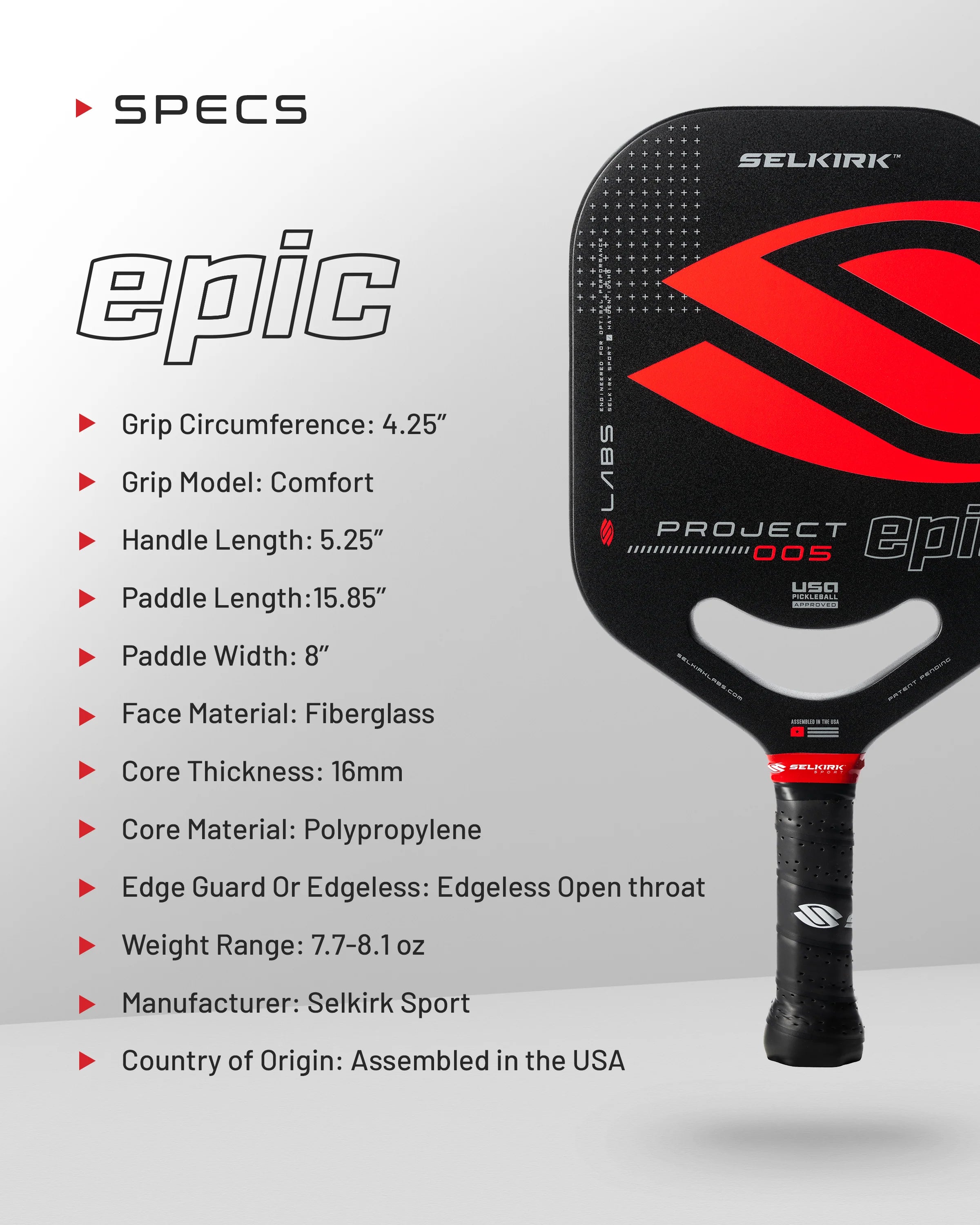 Selkirk LABS Project 005 16mm Pickleball Paddle