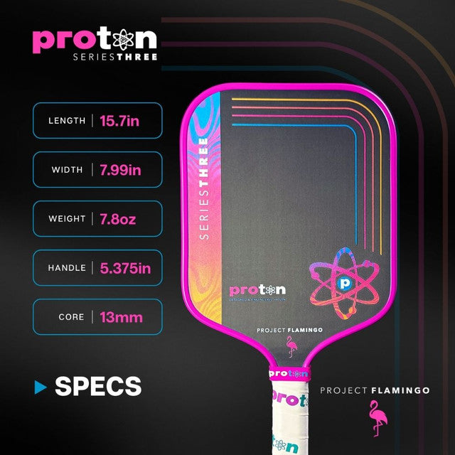 New Proton Series Three Project Flamingo 15mm Widebody Pickleball Paddle – Pink