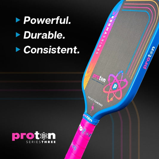 Proton Series Three Project Flamingo 15mm Widebody Pickleball Paddle – Blue