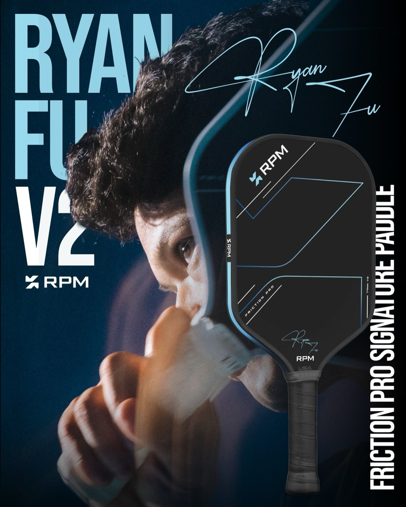 RPM Friction Pro 14mm Elongated V2 Ryan Fu Signature Pickleball Paddle