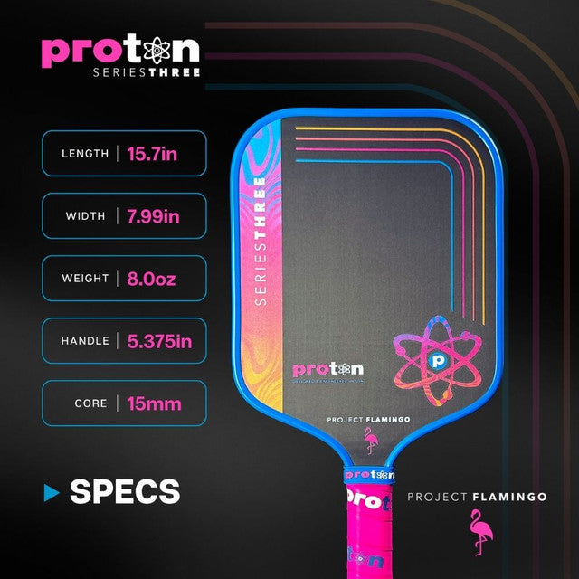 Proton Series Three Project Flamingo 13mm Widebody Pickleball Paddle – Blue