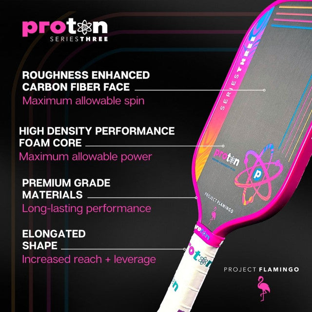 Proton Series Three Project Flamingo 13mm Widebody Pickleball Paddle – Blue