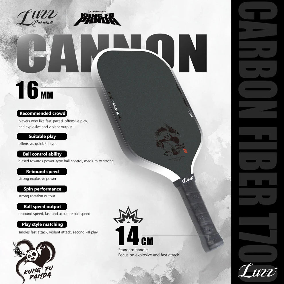 Luzzpickleball Kung Fu Panda Cannon T700 Carbon Pickleball Paddle