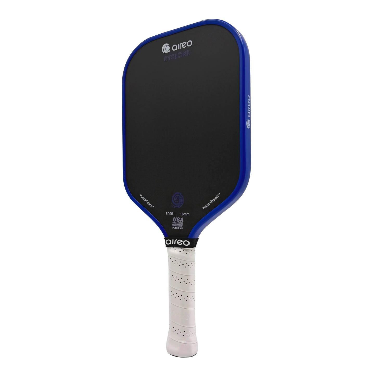 AIREO - Cyclone Dark Blue USAP PBCoR .43 certified 16mm Pickleball Paddle | PulseFoam™ Power with NanoGraph™ Carbon Surface