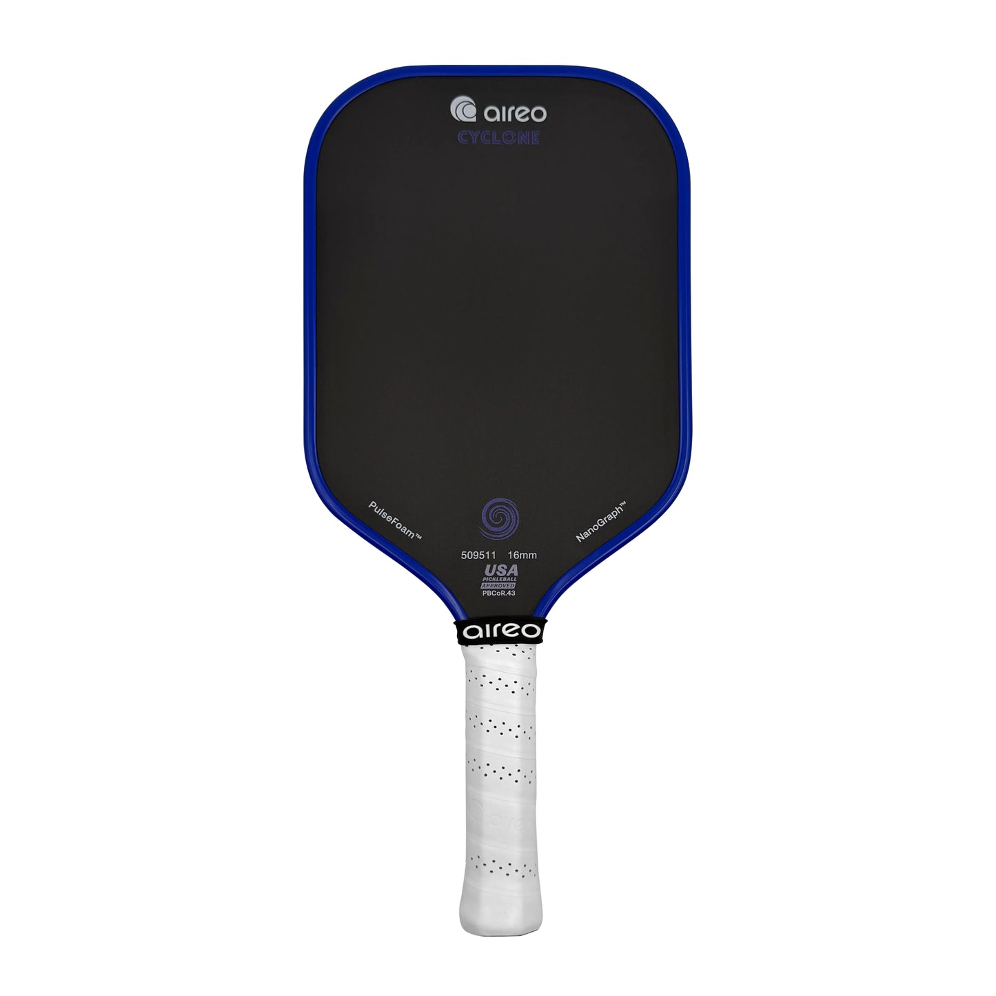 AIREO - Cyclone Dark Blue USAP PBCoR .43 certified 16mm Pickleball Paddle | PulseFoam™ Power with NanoGraph™ Carbon Surface