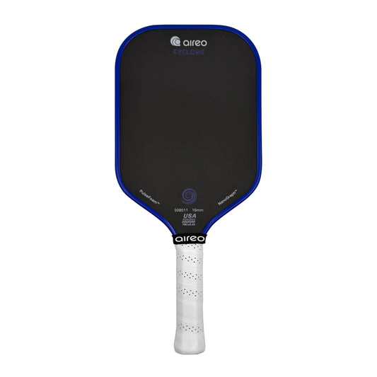AIREO - Cyclone Dark Blue USAP PBCoR .43 certified 16mm Pickleball Paddle | PulseFoam™ Power with NanoGraph™ Carbon Surface
