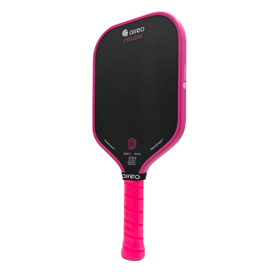 AIREO - Cyclone Hot Pink USAP PBCoR .43 certified 16mm Pickleball Paddle | PulseFoam™ Power with NanoGraph™ Carbon Surface