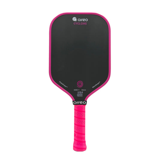 AIREO - Cyclone Hot Pink USAP PBCoR .43 certified 16mm Pickleball Paddle | PulseFoam™ Power with NanoGraph™ Carbon Surface