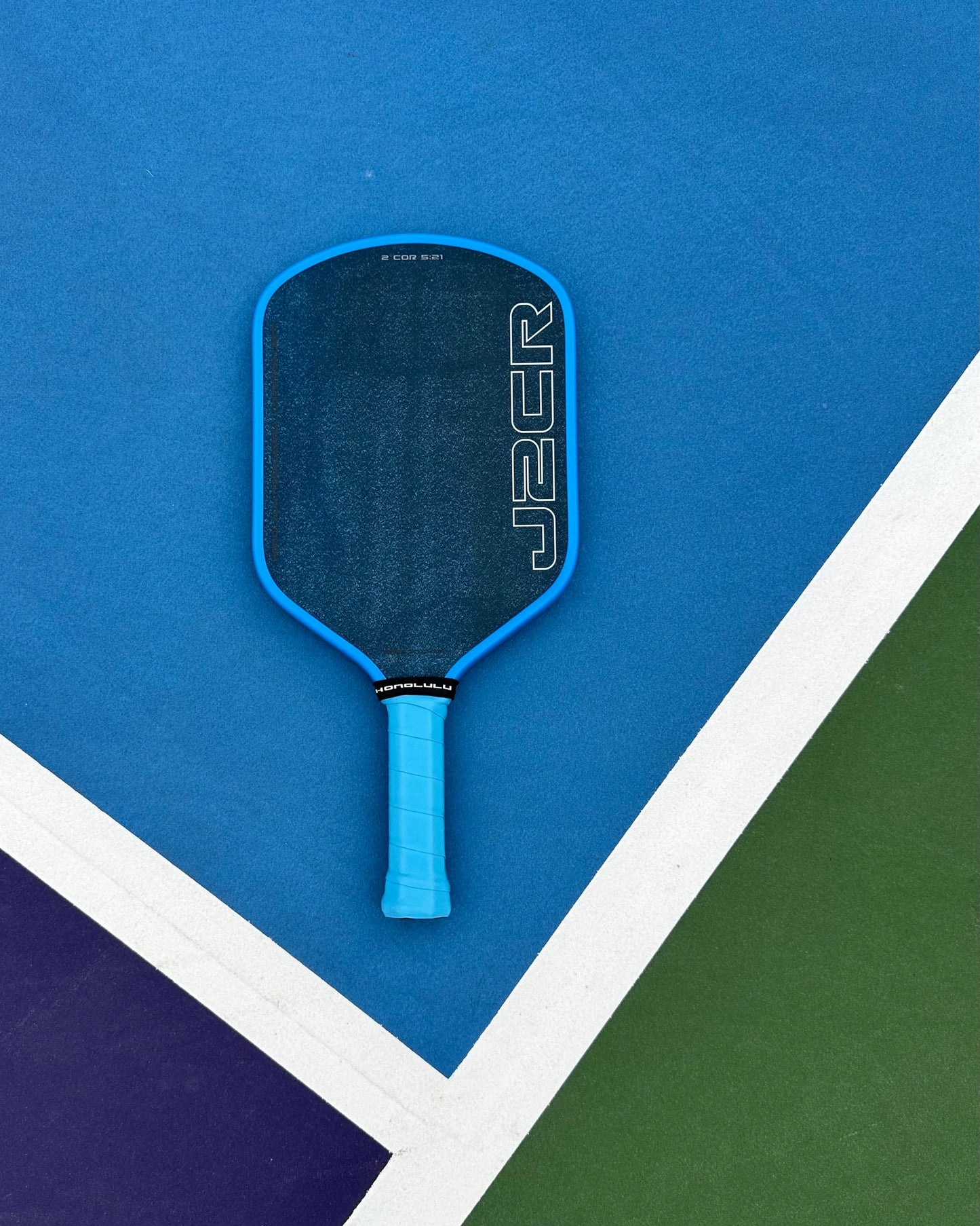 J2CR Crystal Blue Grit Endurance Surface Pickleball Paddle 5.5"