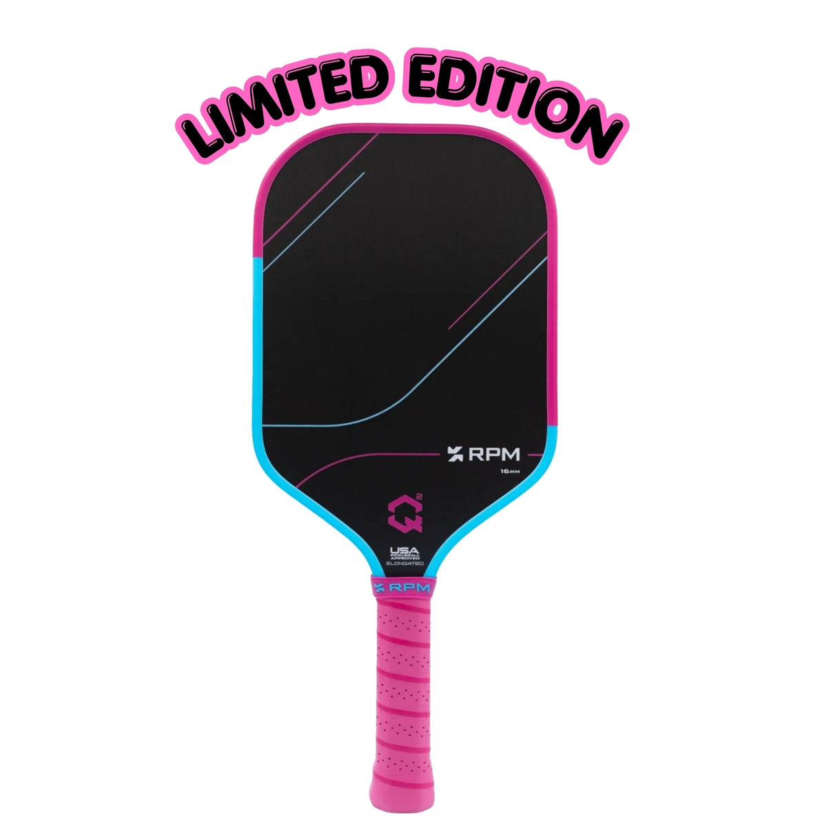 RPM Q2 Cotton Candy 16mm - Elongated Carbon Fiber Pickleball Paddle