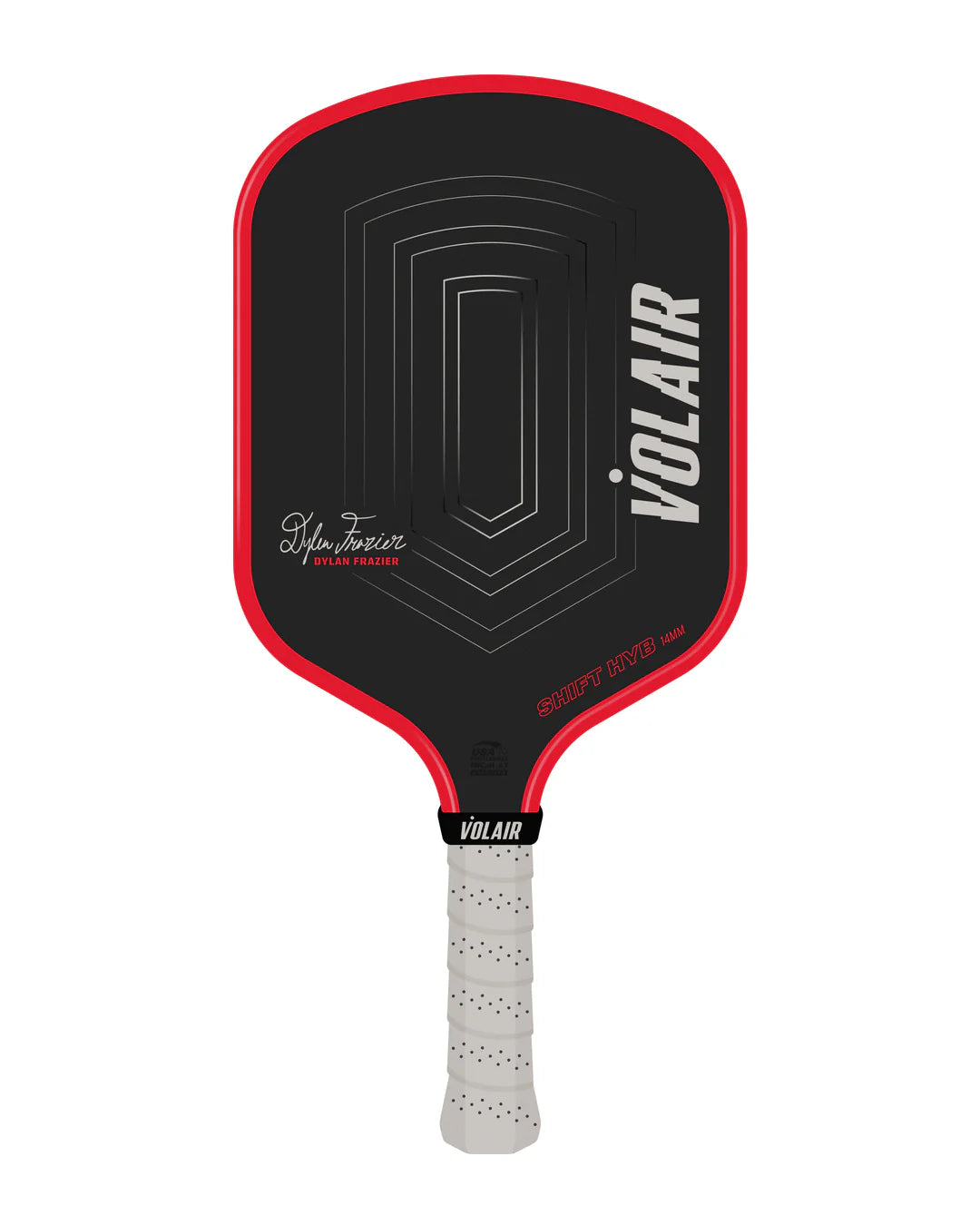NOW AVAILABLE FOR PRE-ORDER – Volair SHIFT HYB Pickleball Paddle 14mm Dylan Frazier Signature Edition – Grey & Red