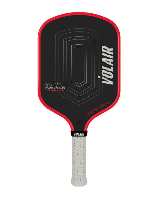 NOW AVAILABLE FOR PRE-ORDER – Volair SHIFT HYB Pickleball Paddle 14mm Dylan Frazier Signature Edition – Grey & Red
