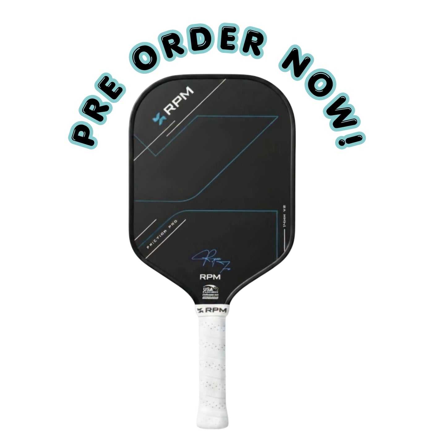 RPM Friction Pro V2 14MM Hybrid Flat Top Pickleball Paddle - Ryan Fu Signature - PRE ORDER